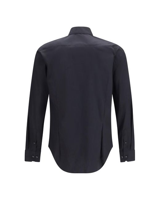 Giorgio Armani Blue Shirt Slim Fit Stretch Cotton Poplin Cotton; Polyamide; Elastane for men