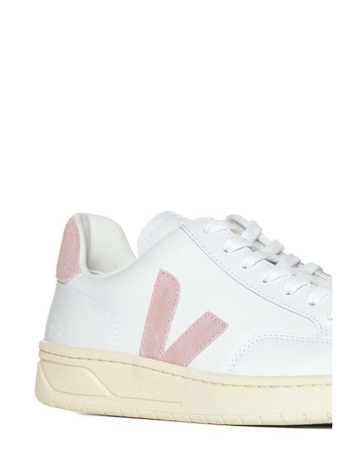 Veja White V-12 Lace-up Sneakers