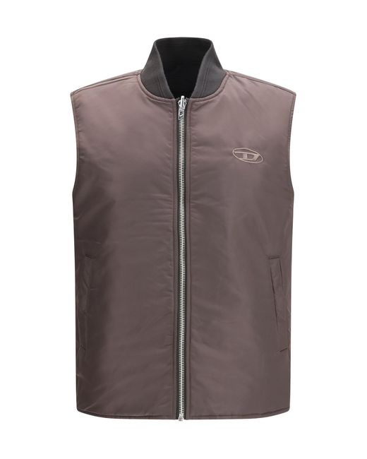 DIESEL Black W-Type-D1 Gilet Polyamide Jacket for men