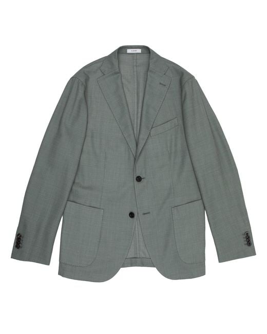 Boglioli Gray Tailored Two-Button Wool Blend Blazer for men