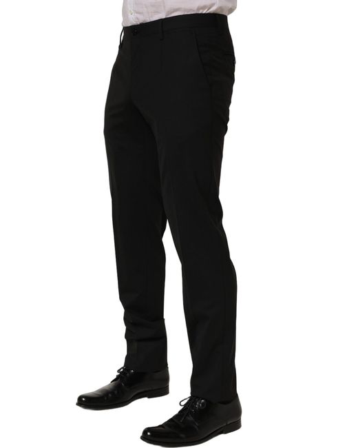 Dolce & Gabbana Black Wool Skinny Leg Dress Trouser Pants Virgin Elastane for men