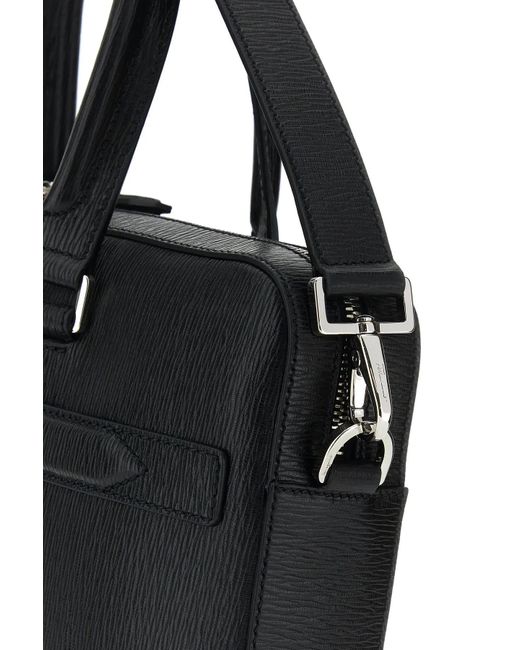 Ferragamo Black Leather Revival Briefcase for men