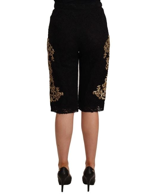 Dolce & Gabbana Black Lace Baroque Special Piece Shorts