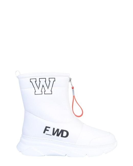 Forward White Leather Boot With Rubber Sole