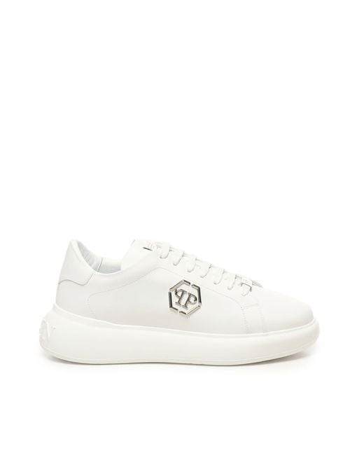 Philipp Plein White Hexagon Low Top Sneakers for men