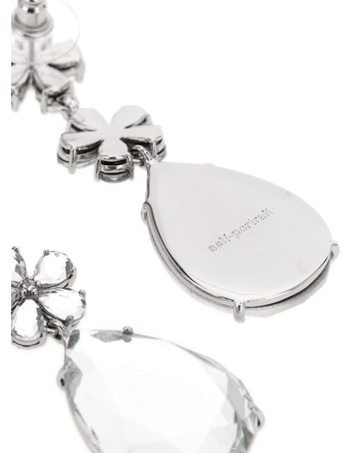 Self-Portrait White Brass Earrings