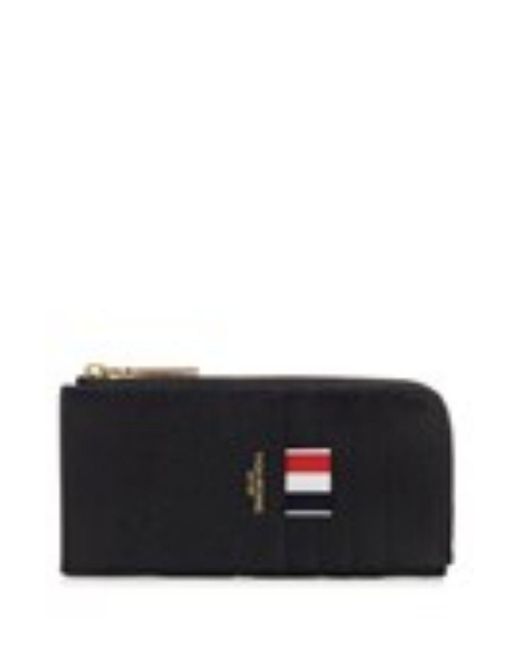 Thom Browne Black Grained Leather Zipped Wallet for men