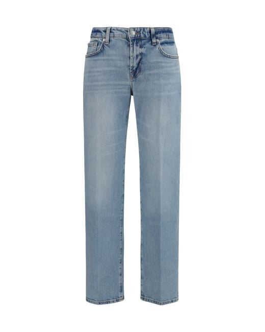 7 For All Mankind Blue Straight Jeans Calie Cotton