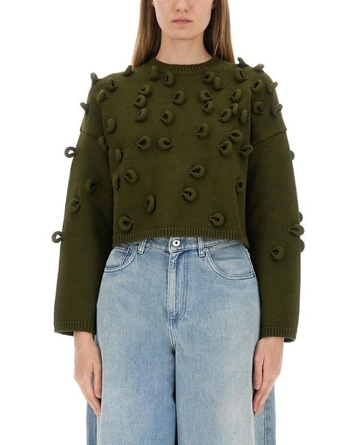 J.W. Anderson Green Cropped Jersey Jumper Cotton Polyamide Jumpers