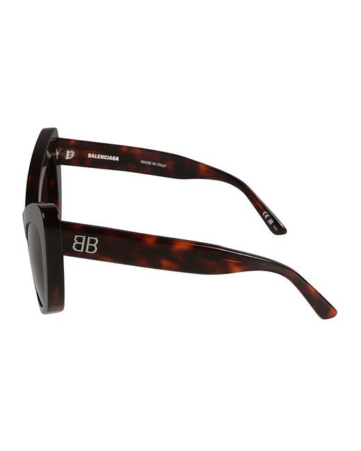 Balenciaga Brown Flame Effect Logo Sided Cat-Eye Sunglasses