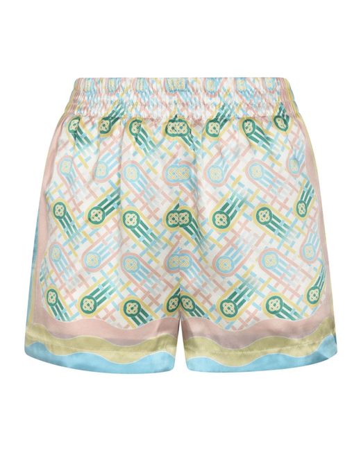 Casablancabrand Green Light Ping Pong-Print Silk Shorts