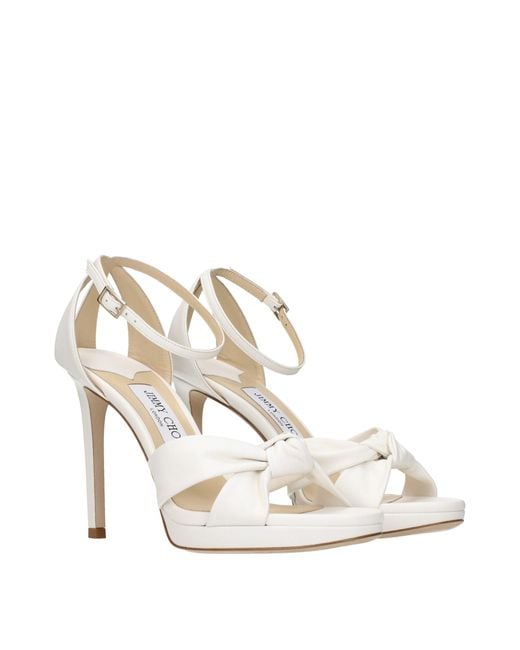 Jimmy Choo White Leather Platform Sandals