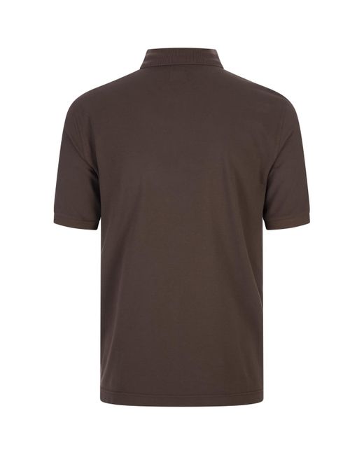 Fedeli Brown Cotton Pique Polo Shirt for men