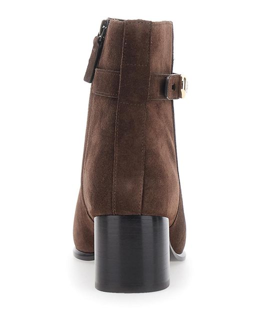 Tory Burch Brown Ankle Boots Romy Suede Calf Leather