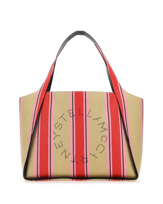 Stella McCartney Embroidered Raffia Stella Logo Shopping Bag