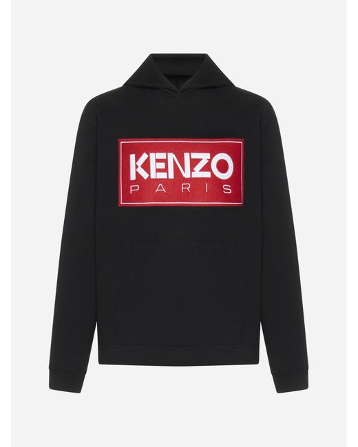 KENZO Red Logo Cotton Hoodie for men