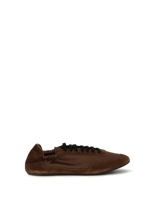 Prada Brown Collapse Sneakers Re-Nylon And Suede Sole: Rubber for men