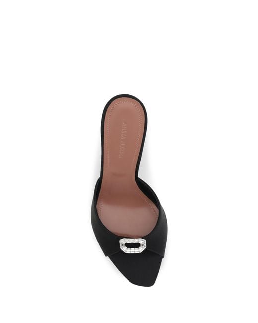 AMINA MUADDI Black Camelia Mule Sandals Silk