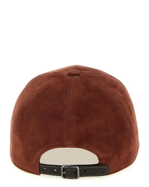Brunello Cucinelli Brown Lamb Leather Cap (Baseball Hat)