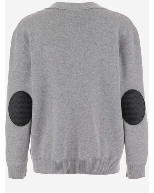 Bottega Veneta Gray Cashmere Blend Cardigan With V-Neck for men