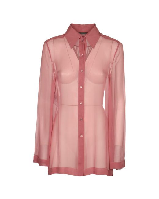 Alberta Ferretti Pink Sheer Silk Shirt