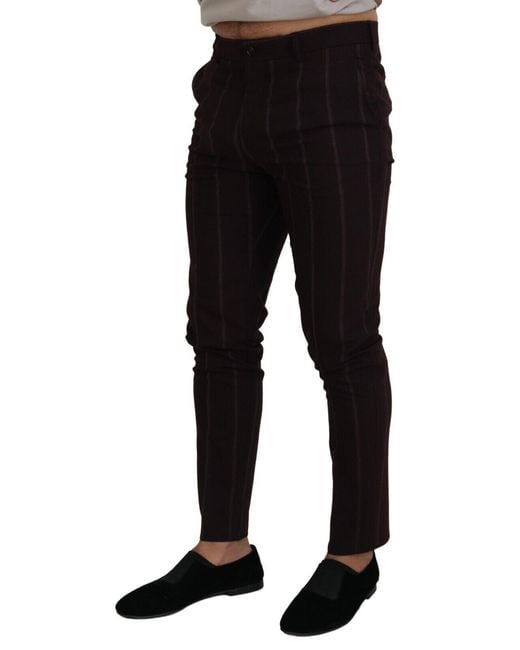 Dolce & Gabbana Black Brown Stripedtrousers Cotton Pants for men