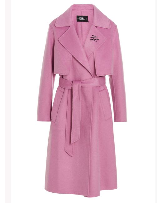 Karl Lagerfeld Pink Chunky Double Face Coat