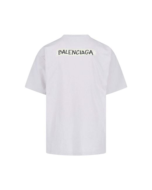Balenciaga White Masking Tape T-Shirt for men
