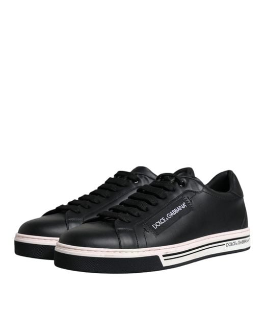 Dolce & Gabbana Black Leather Low Top Sneakers Shoes for men