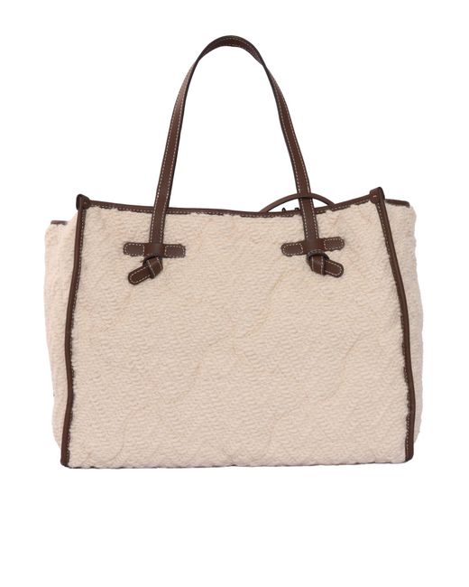 Gianni Chiarini Natural Leather And Fabric Bag Shoulder