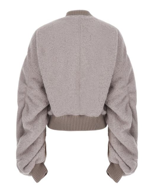 Rick Owens Gray Bomber Jacket Secchia Flight Wool Coat