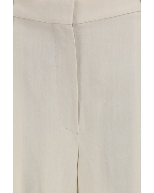 Brunello Cucinelli Natural Wide Trousers Fluid Twill Viscose