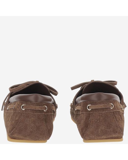 Gucci Brown Loafers Gg Suede