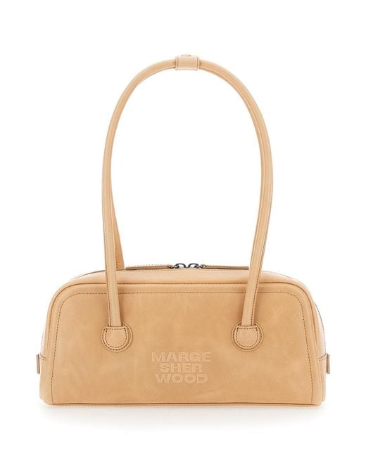 MARGE SHERWOOD Natural Shoulder Bag Soft Boston Ew With Elegant Leather Details Cow