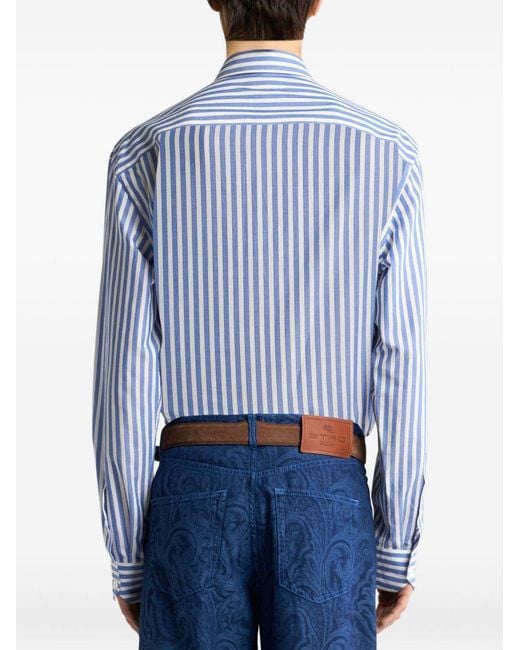 Etro Blue Button-Down Shirt Cotton for men