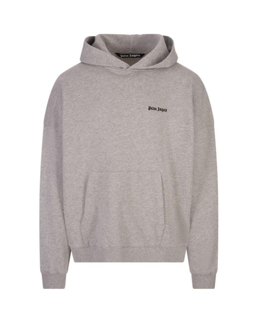 Palm Angels Gray Hoodie With Logo On Chest And Hood for men