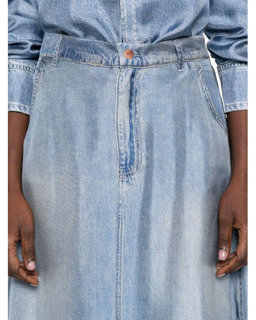 Pierre Louis Mascia Blue Silk Skirt