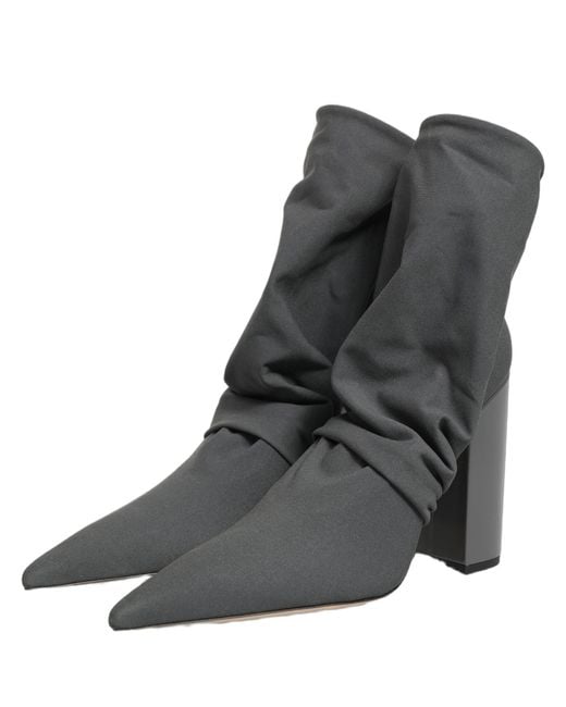 Dolce & Gabbana Gray Stretch Socks Heels Ankle Boots Shoes