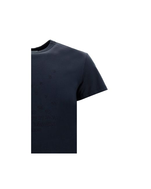 Maison Margiela Blue Logo Embroidered Regular T-shirt for men