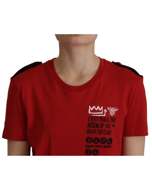Dolce & Gabbana Red Elegant Crewneck Cotton Tee