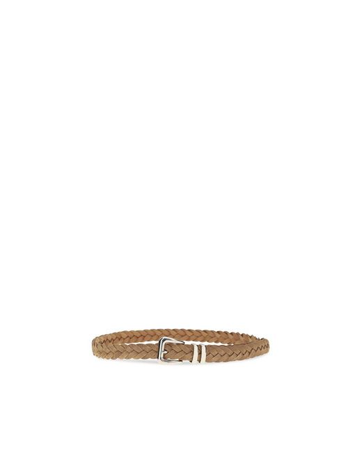 Brunello Cucinelli Brown Beige Calf Leather Bos Taurus Regular Belt for men