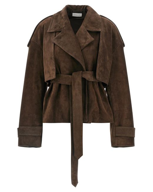 ARMARIUM Brown Flaminia Trench Coat Calfskin Leather (Bos Taurus) Down Jacket, Parka, Casual Jackets