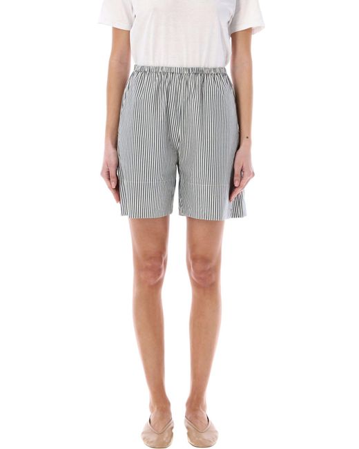 By Malene Birger Gray Siona Striped Shorts