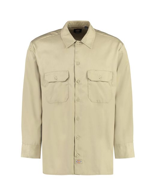 Dickies Natural Long Sleeve Cotton Blend Shirt for men