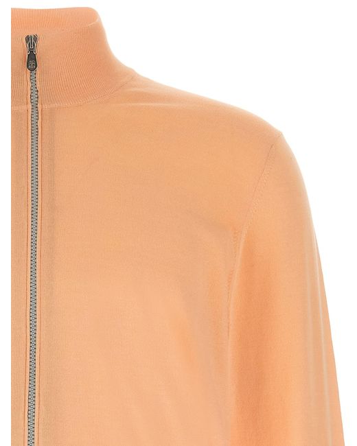 Brunello Cucinelli Orange Zip Cardigan for men