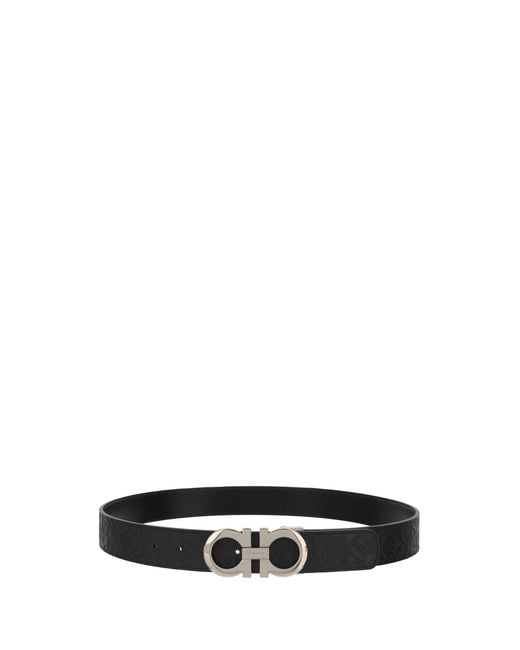Ferragamo Black Reversible And Adjustable Leather Belt Calf Bos Taurus E Braces for men