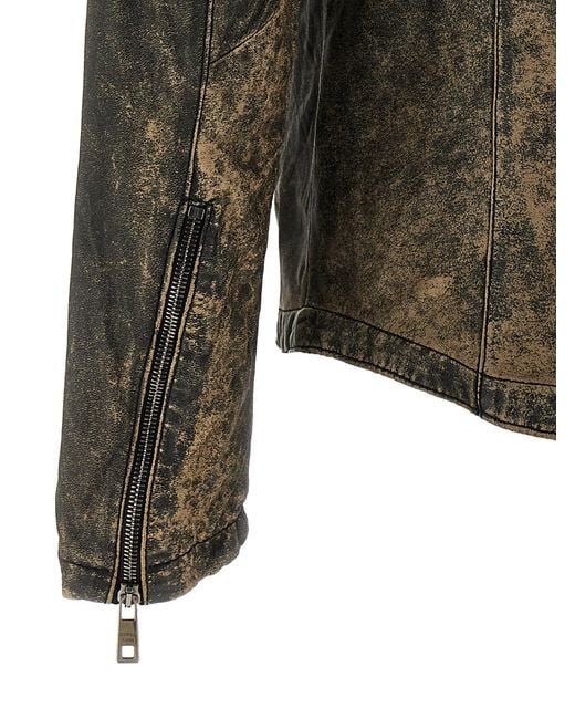 Giorgio Brato Black Vintage Leather Jacket for men