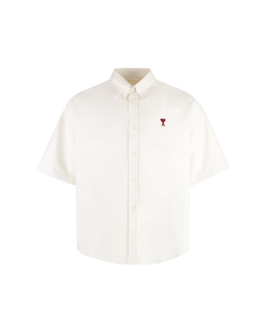 AMI White Short Sleeve Cotton Shirt for men