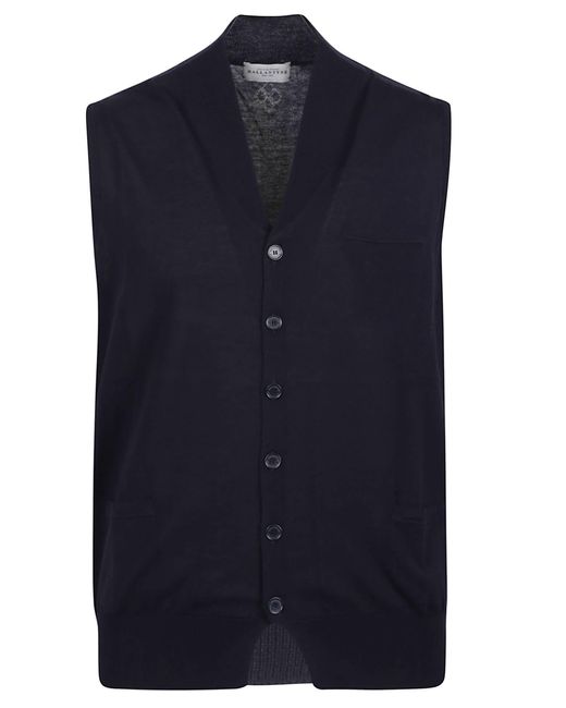Ballantyne Blue Plain V-Neck Vest for men