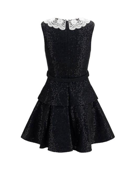 Self-Portrait Black Sequin Bouclé Dress